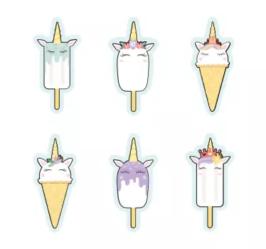 Vinilo pared infantil unicornios de helado - TenVinilo
