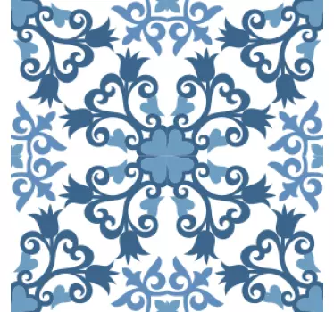 Azulejos vinílicos Patrón floral de azulejos portugueses azul y g - TenVinilo