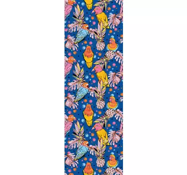 Vinilo mampara baño vibrantes motivos aviares - TenVinilo