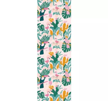 Vinilo mampara baño patrón flora tropical - TenVinilo