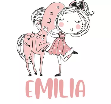 Vinilo infantil niña con pony y nombre - TenVinilo
