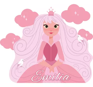 Vinilo pared infantil personalización de personajes princesa - TenVinilo