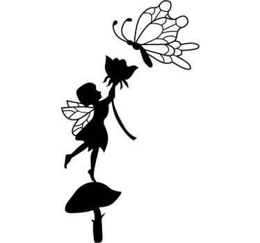 Adhesivo infantil seta hada mariposa - TenVinilo