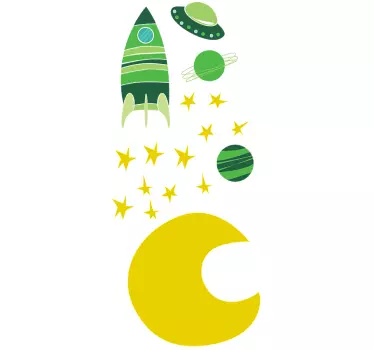 Vinilo espacio cohete y estrellas - TenVinilo