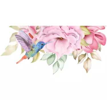 Vinilo para pared Colgando flores de jardín con pájaros - TenVinilo