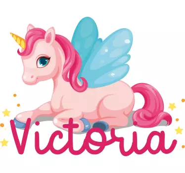 Vinilo pared infantil unicornio mágico personalizado - TenVinilo
