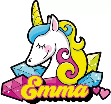 Vinilo decorativo personalizable Bonito unicornio de diamantes - TenVinilo