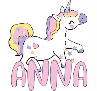 Vinilo pared infantil creación de unicornio personalizada - TenVinilo