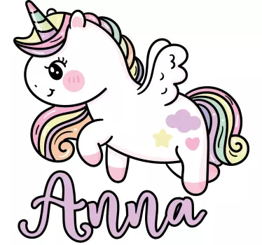 Vinilo pared infantil figura de unicornio personalizada - TenVinilo