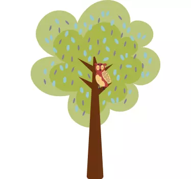 Vinilo pared infantil búho arborícola juguetón - TenVinilo