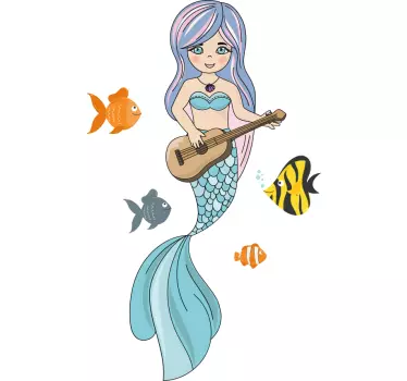 Vinilo infantil sirena tocando la guitarra - TenVinilo