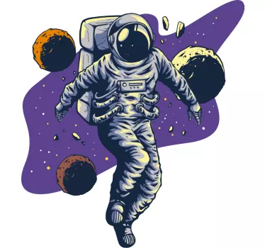 Vinilo espacio astronauta en órbita - TenVinilo
