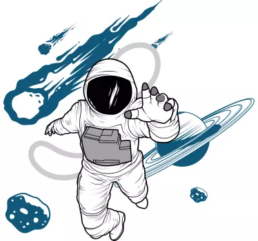 Vinilo espacio astronauta flotante - TenVinilo