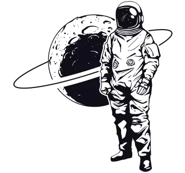 Vinilo espacio astronauta con planeta - TenVinilo