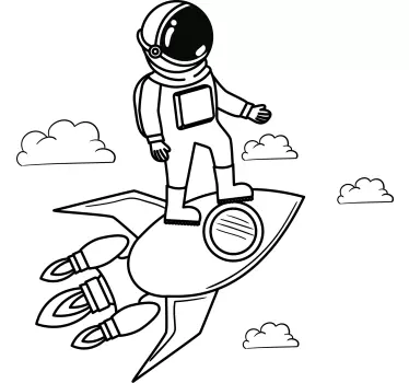 Vinilo espacio astronauta y cohete - TenVinilo