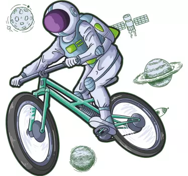 Vinilo espacio aventura en bicicleta astronauta - TenVinilo