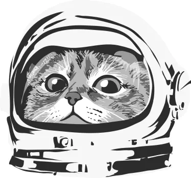 Vinilo pared dormitorio Lindo gato con casco de astronauta - TenVinilo