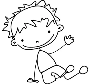 Vinilo infantil dibujo línea niño tumbado - TenVinilo