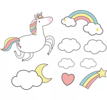 Vinilo habitación bebé motivo de unicornio caprichoso - TenVinilo