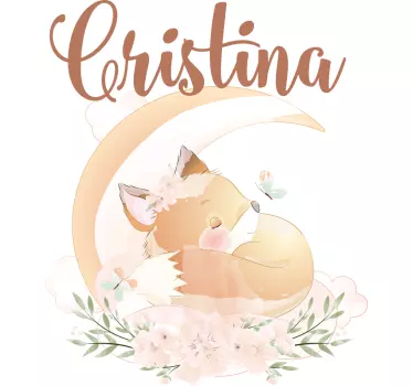 Vinilo pared infantil diseño de zorro personalizado - TenVinilo