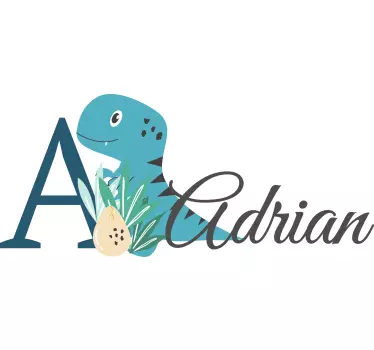 Vinilo infantil dinosaurio azul bebé con nombre - TenVinilo