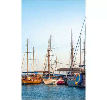 Vinilo mampara baño escena de barcos a vela - TenVinilo