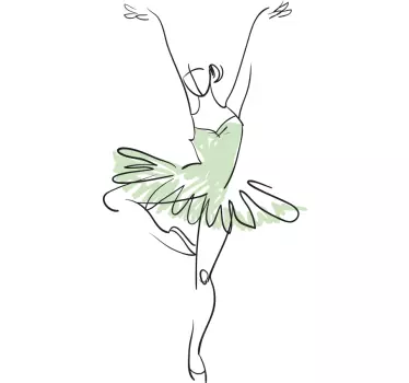 Vinilo decorativo ilustración Bailarina en pose line art - TenVinilo