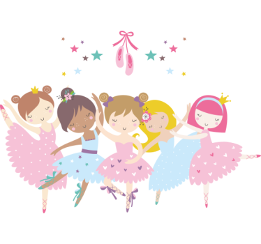 Vinilo infantil personajes de bailarinas danzantes - TenVinilo