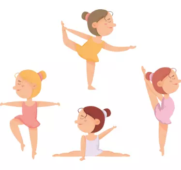 Vinilo pared infantil chicas bailando en poses - TenVinilo