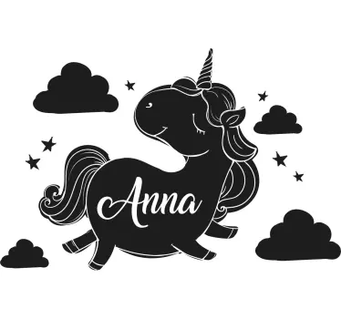 Vinilo pared infantil diseño de unicornio personalizado - TenVinilo