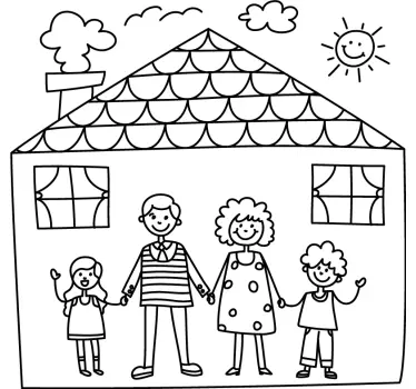 Vinilo infantil familia y casa - TenVinilo