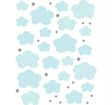 Pack 41 vinilos nubes tonos azules para bebés - TenVinilo