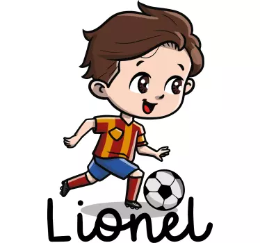 Vinilo pared infantil lindo chico futbolista - TenVinilo