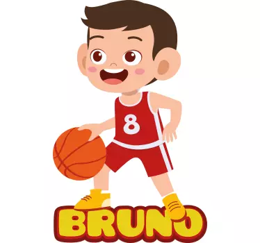 Vinilo pared infantil lindo jugador de baloncesto - TenVinilo