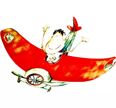 Vinilo pared infantil niño feliz avión - TenVinilo