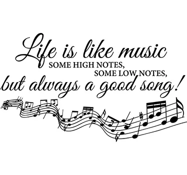 Vinilo pared salón frase life is like music - TenVinilo