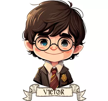 Vinilo pared ilustración Niño mago con corbata - TenVinilo