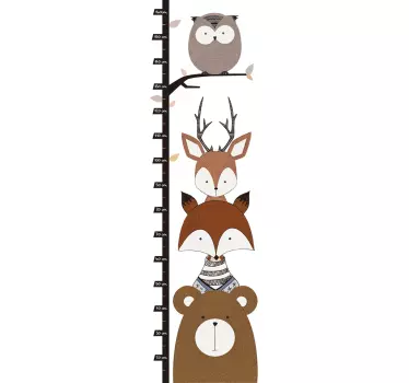 Vinilo infantil medidor animales bosque - TenVinilo