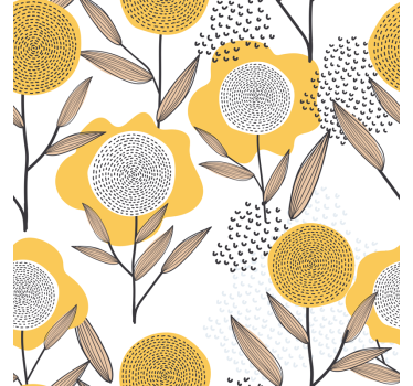 Vinilo decorativo floral patrón floral abstracto amarillo - TenVinilo