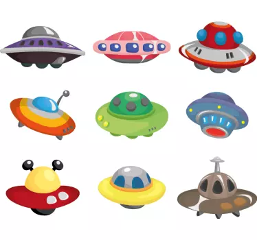 Vinilo dormitorio infantil naves extraterrestres - TenVinilo
