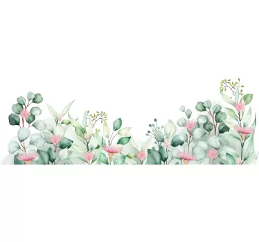 Vinilo baño flores y plantas de acuarela - TenVinilo