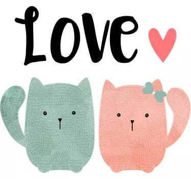 Vinilo decorativo pareja de gatitos love - TenVinilo