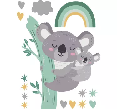 Vinilo dormitorio infantil koalas felices - TenVinilo