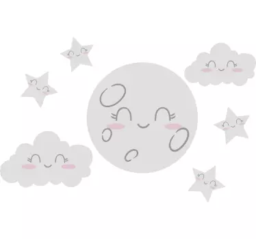 Vinilo espacio hermosas estrellas y luna - TenVinilo