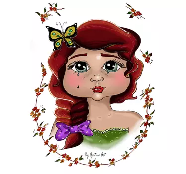 Vinilo pared infantil ilustración de niña mariposa - TenVinilo