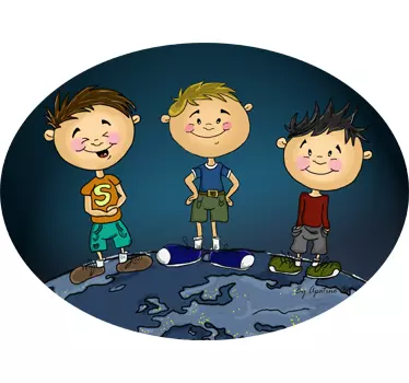 Adhesivo infantil niños sobre el mundo - TenVinilo