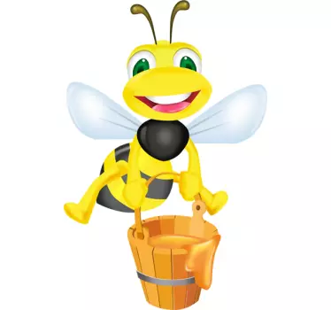 Pegatina infantil abeja cubo de miel - TenVinilo