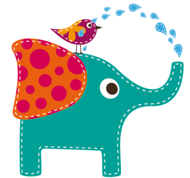 Pegatina infantil elefante duchando ave - TenVinilo