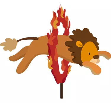 Pegatina infantil león aro de fuego - TenVinilo