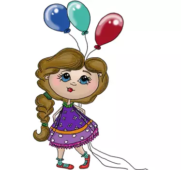 Pegatina ninas chica con globos - TenVinilo